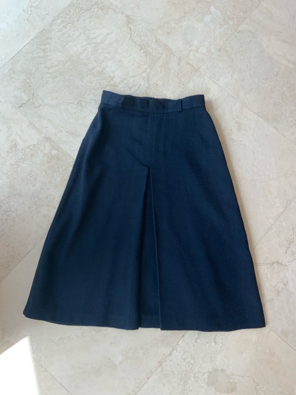 Vintage 70’s Preppy Navy A-line linen blend skirt Sz 7/8